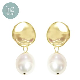 【再入荷】≪in 2 design≫ インツーデザイン 真珠 バロック パール プレート スタッズ ピアス Molly Baroque Pearl Earrings (Gold) レディース ギフト ラッピング