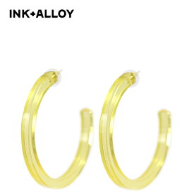 【STORY 雑誌掲載】≪INK+ALLOY≫ インク＋アロイ 半透明 イエロー レジン フープ ピアス Clear Resin Hoop (Yellow) レディース ギフト ラッピング