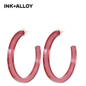 ≪INK+ALLOY≫ インク＋アロイ半透明 レッド レジン フープピアス Clear Resin Hoop (Red) レディース ギフト ラッピング
