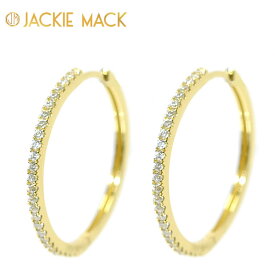 【待望の最新作】≪Jackie Mack≫ ジャッキー マック キュービックジルコニア 21mm 華奢 中折れ フープ ピアス ゴールド 18金コーティング仕上げ (Gold) レディース ギフト ラッピング