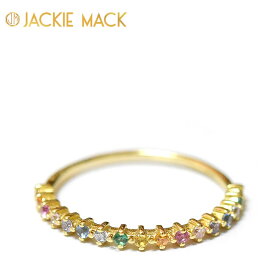 【待望の最新作】≪Jackie Mack≫ ジャッキー マック レインボー 虹 カラフル 天然石 キュービックジルコニア CZ 華奢 リング 指輪 ゴールド Rainbow Ring (Gold) レディース ギフト ラッピング