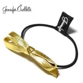 【再入荷】≪Jennifer Ouellette≫ ジェニファー オーレット ゴールド メタリック 本革 レザー 細め リボン ヘアゴム Bow with Pony Hair Band レディース ギフト ラッピング