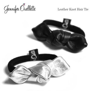 �yGISELe �G���f�ځz�y�ē��ׁz��Jennifer Ouellette�� �W�F�j�t�@�[�I�[���b�g �S2�F ���^���b�N �{�v ���U�[ ���{�� �w�A�S�� �u���b�N �� Black Silver �V���o�[ Leather Knot Ponytail Holder ���f�B�[�X �M
