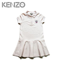 【4歳/5歳/6歳/7歳】≪KENZO≫ ケンゾートラ ワンポイント 刺繍 半袖 ポロシャツ ワンピース ピンクTiger Head Logo Cotton Polo Dress (Pink)キッズ/女の子/子供