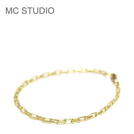 【再入荷】≪MC STUDIO≫ エムシースタジオ長方形 スクエア チェーン ゴールド ブレスレット Wide Square Chain Bracelet (Gold)レディース ギフト ラッピング