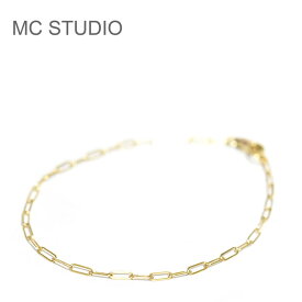 【再入荷】≪MC STUDIO≫ エムシースタジオ 長方形 レクタングル 楕円 極細 華奢 チェーン ブレスレット ゴールド Tiny Rectangle Chain Bracelet (Gold) レディース ギフト ラッピング