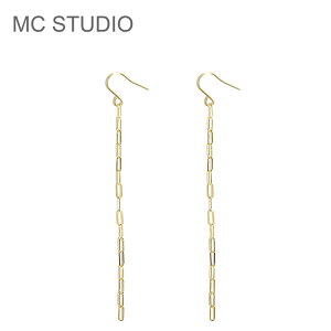 MC STUDIO GV[X^WI ` ɍ ؚ N^O `F[ S[h O tbN sAX XEBOsAX ȉ~ lp Tiny Rectangle Chain Earrings (Gold) fB[X Mtg