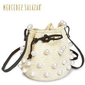 【再入荷】【楽天スーパーセール 20％OFF】≪MERCEDES SALAZAR≫ メルセデス サラザール 大粒 真珠 パール カゴバッグ かご モノトーン ブラック 巾着 バケツ 2WAY ショルダー バッグ (Black) 【ラッピング不可】