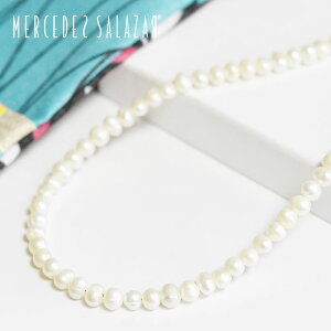 yҖ]̍ŐVzMERCEDES SALAZAR ZfX TU[ 4mm 64.5Z` ^ p[ O lbNX tbN White Pearl Necklace (Gold) fB[X Mtg v[g