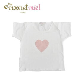 【楽天スーパーセール 20％OFF】≪moon et miel≫ ムーン エ ミエル ハートパッチ Tシャツ　Haert Patch T shirt（White/Pink） 子供 女の子 ベビー キッズ 1歳 12ヶ月 80