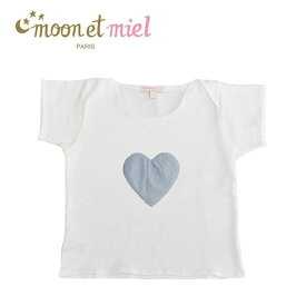 【楽天スーパーセール 20％OFF】≪moon et miel≫ ムーン エ ミエル ハートパッチ Tシャツ　Haert Patch T shirt（White/Blue） 子供 女の子 ベビー キッズ 1歳 3歳 4歳 80 100 110