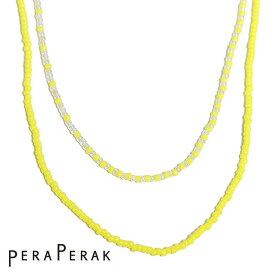 ≪PERAPERAK≫ ペラペラックボヘミアン レモン イエロー パール ビーズ 3WAY ネックレス ブレスレット ロング Bead Necklace (Yellow) レディース