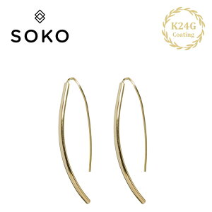�yGISELe GLOW STORY �G���f�ځz�y�ē��ׁz��SOKO�� �\�R �J�[�u �t�b�N �s�A�X 24�� �S�[���h�R�[�e�B���O Petite Bow Earrings (Gold) ���f�B�[�X �M�t�g ���b�s���O