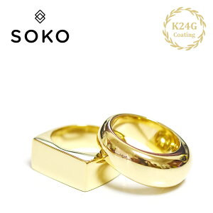 �ySTORY CLASSY GISELe �G���f�ځz�y�ē��ׁz��SOKO�� �\�R �{�����[�� ���E���h �X�N�G�A 2�Z�b�g �����O 24���d�グ �S�[���h 11�� Ozuru Stacking Rings (Gold)