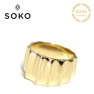 ��SOKO�� �\�R �E�F�[�u �g �S�[���h �{�����[�� �����O 24�� �S�[���h�R�[�e�B���O Fuliwa Band Ring (Gold) ���f�B�[�X �M�t�g ���b�s���O