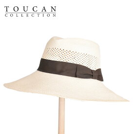 ≪Toucan Hats≫ トウカンハット ナチュラル 中折れ帽 つば広 遮光 ブラウンリボン ストローハット 帽子 (Natural) レディース 【ラッピング不可】