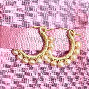 viv & ingrid BCObhsN p[ ^ bv t[v sAX STCY Wrap Hoop Earrings Small (Pink Pearl) fB[X Mtg bsO