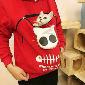 春秋季節 パーカー ペット 猫抱っこ用 Lサイズ