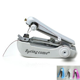 【10%ОFFクーポン配布中!】ミニミシン ハンドミシン 片手で縫える 手持ち コンパクト ポータブル 操作簡単 小型 裾上げ 便利 手作り 縫い物 縫製 家庭用 初心者適用 ホワイト