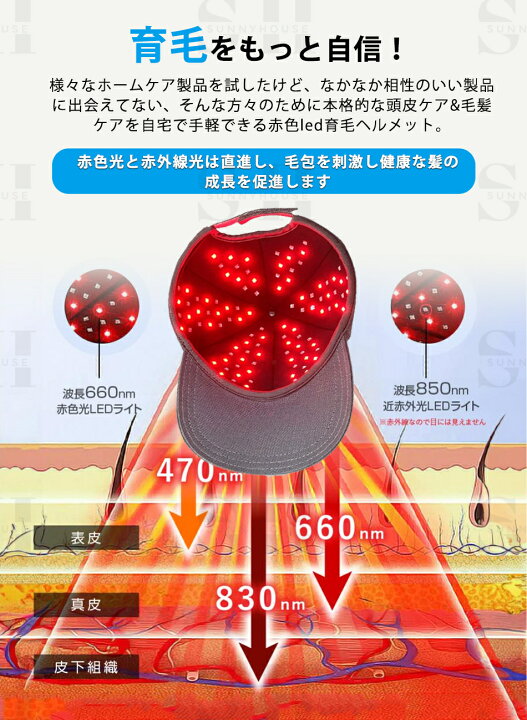 楽天市場】育毛キャップ 赤色LED 育毛システム 110個led 育毛赤色光 