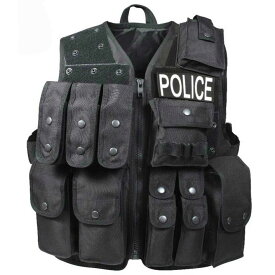 ロスコ POLICE タクティカル ブラックベスト 完全武装ガン装着フォルダー付Rothco Tactical Raid Vest！◇値引きクーポンと39ショップ限定条件クリアで送料無料